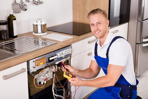 This is a picture of an appliance repairman